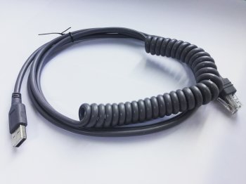 Кабель USB к сканеру штрих-кода Motorola (Symbol) LS2208 с пружиной 2 метра (до 3-х метров)